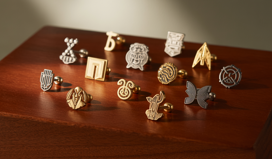 A collection of custom lapel pins.
