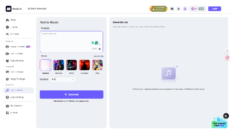 WonderShare Media.io: Best Text to AI to Create Unique Songs from Text with AI 